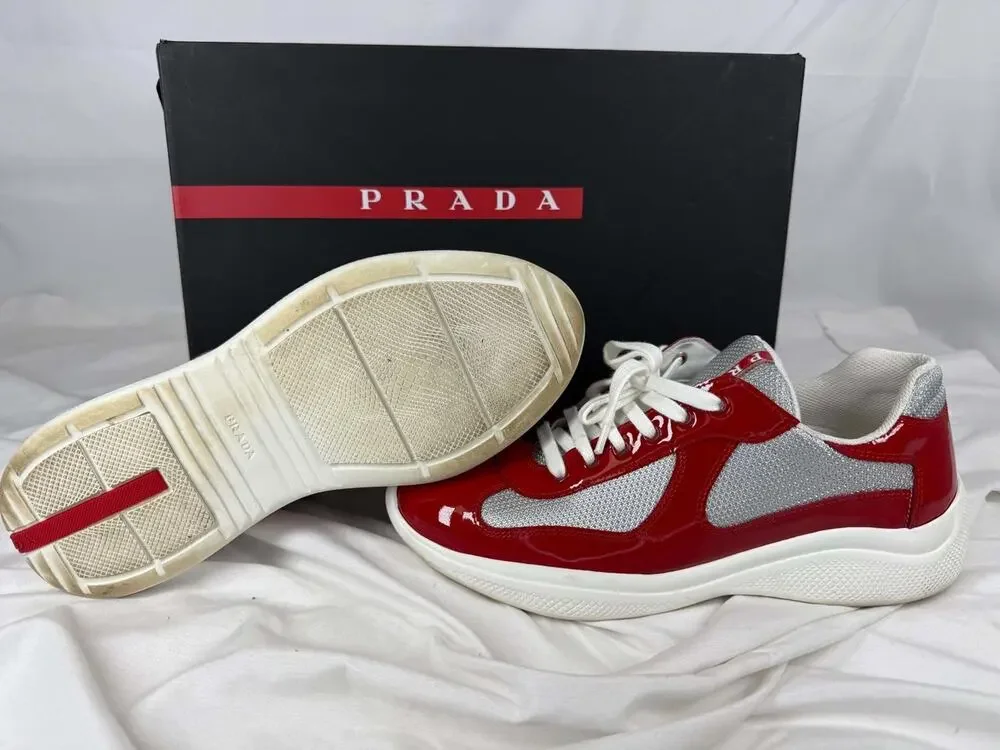 US Mens Size 9.5 Prada America Cup Red in Box SPB-JB 366788